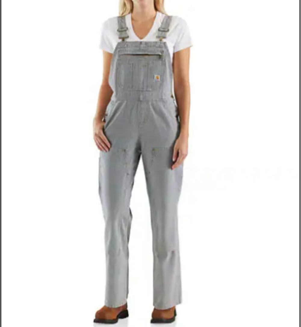 Carhartt Brewster Railroad Stripe Bib Overalls women's size XXL(20) Workwear New